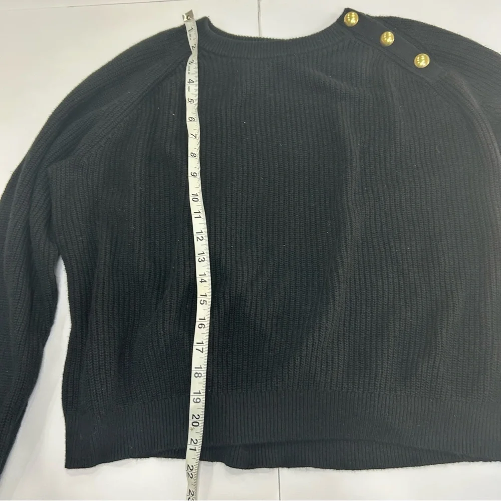 J. Crew Crew Neck Black Sweater with Gold button detail. Women’s Large